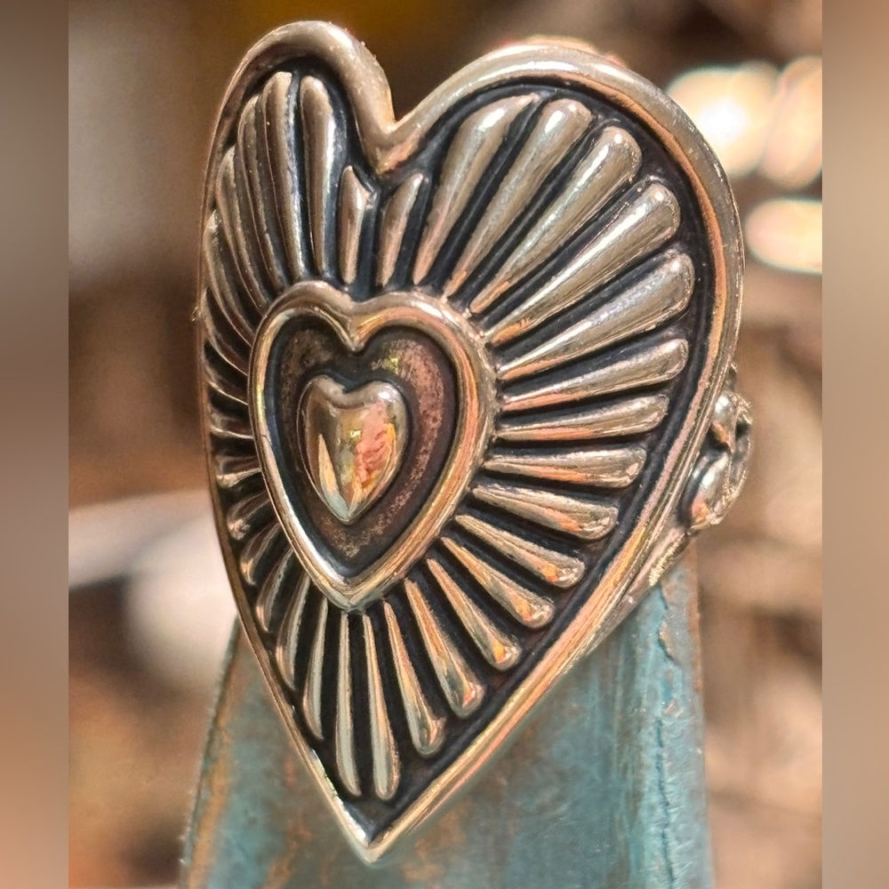 American West Sculptured Heart Sterling Silver Ring